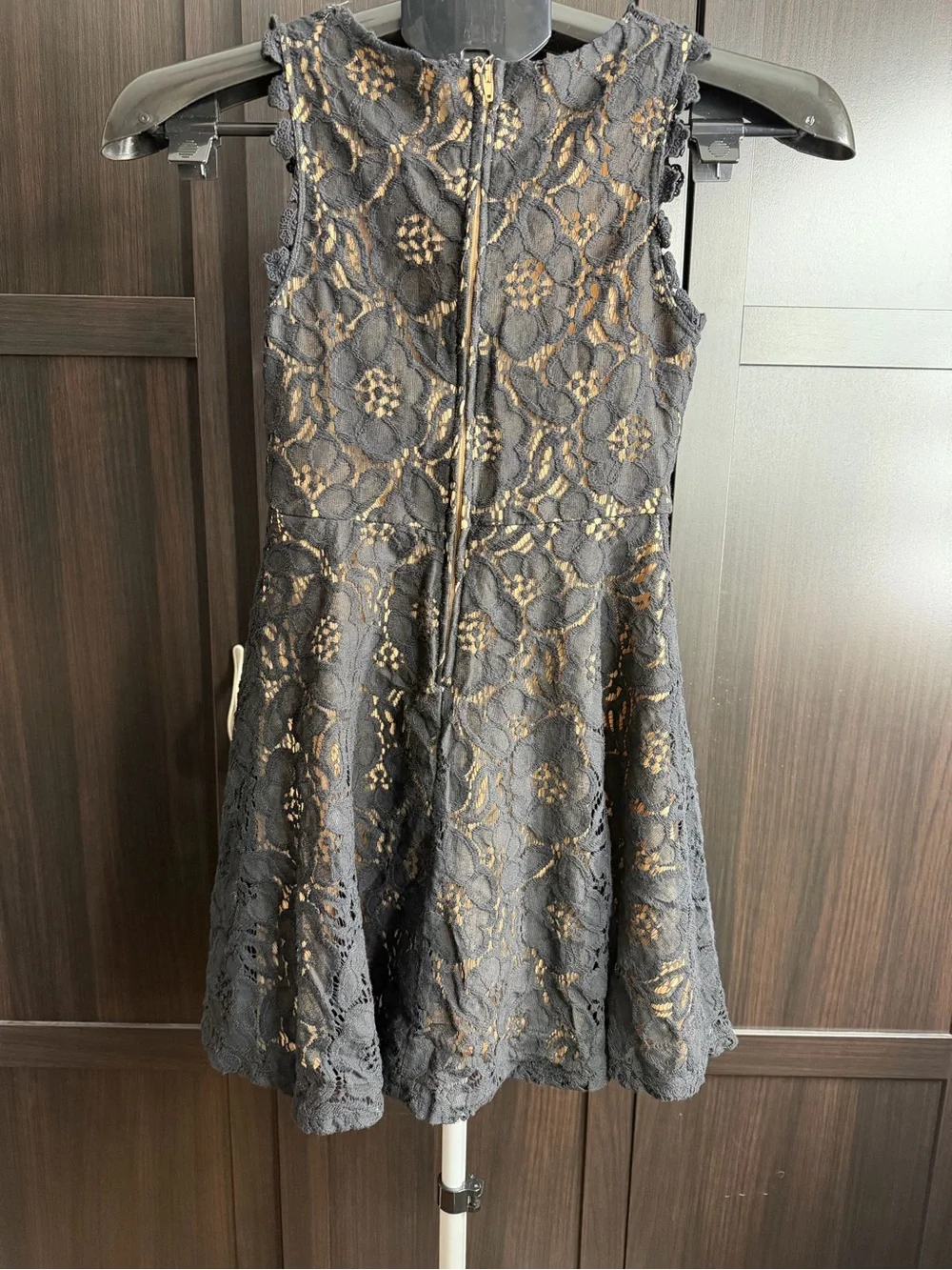 Rare Editions Black Lace Dress with Nude Lining
